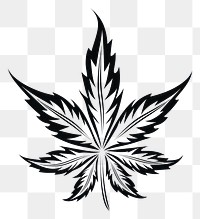 PNG Cannabis leaf plant black white.