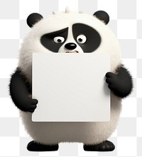 PNG Angry panda holding board animal mammal white.