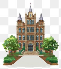 PNG Cartoon of University architecture building tower.