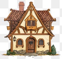 PNG Cartoon of retro house architecture building cottage.