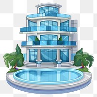 PNG Cartoon of Swimming pool in condo architecture building house.