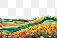 PNG Illustration Flowers field sunny day painting backgrounds outdoors