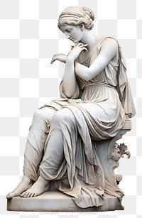PNG Greek sculpture woman statue art white background representation