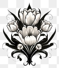 PNG Tulip flower pattern drawing sketch.