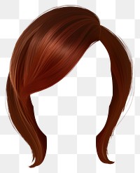 PNG Brown fade stlye hair wig white background.