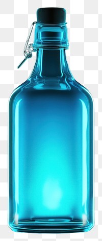 PNG 3d render of glowing bottle glass black background illuminated.