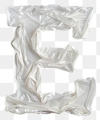 PNG Plastic bag alphabet E white crumpled pattern.