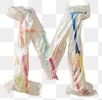 PNG Plastic bag alphabet M white background creativity clothing.