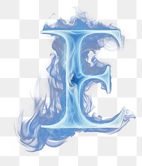 PNG Blue flame letter E burning smoke font.