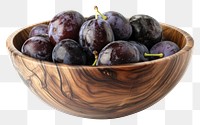 PNG Fresh prunes in wooden bowl fruit plant food.