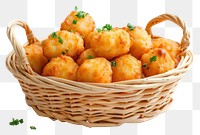 PNG Fried tater tots in basket fried food white background.