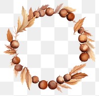 PNG Chestnut border watercolor wreath plant white background.