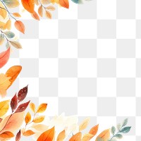 PNG  Autumn leaves border watercolor backgrounds pattern plant.