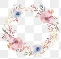 PNG Flower wreath border watercolor pattern plant white background.