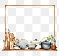 PNG Kitchenware frame watercolor food white background arrangement