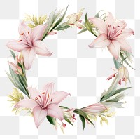 PNG  Lily frame watercolor flower wreath plant.