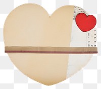 PNG Tape stuck on heart shape paper white background circle.