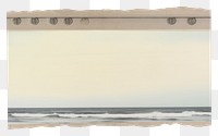PNG Tape stuck on the ocean wave art white background rectangle.