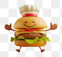 PNG Hamburger in chef character cartoon food representation.