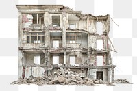 PNG Architecture illustration destroyed building white background deterioration destruction