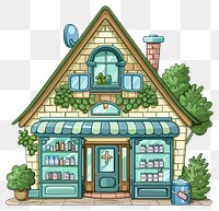 PNG Cartoon of pharmacy architecture building cottage.