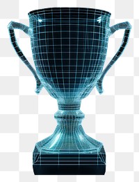PNG  Glowing wireframe of trophy glass black background achievement