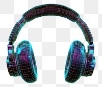 PNG  Glowing wireframe of headphone headphones headset black background.