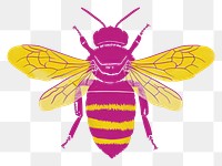 PNG  CMYK Screen printing of bee insect animal yellow.