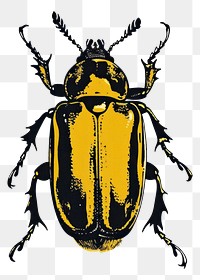 PNG  CMYK Screen printing of beetle animal insect yellow.