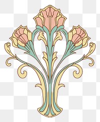 PNG Ornament divider tulip art pattern drawing.