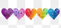 PNG  Hearts adhesive strip white background creativity variation