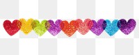 PNG  Hearts adhesive strip white background celebration creativity.