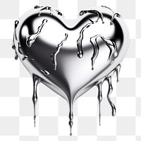 PNG 3d render of broken heart metal creativity splattered