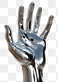 PNG 3d render of hand metal white background sculpture
