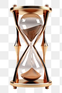 PNG 3d render of hourglass metal shape white background.