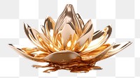 PNG 3d render of lotus chandelier jewelry gold.