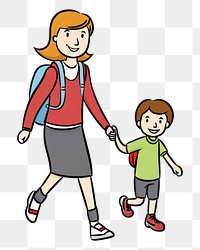 PNG Walking with mom footwear cartoon shorts.
