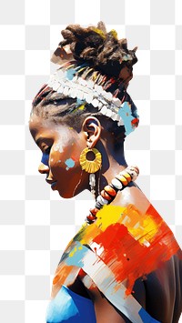 PNG Black woman portrait earring jewelry.