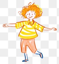 PNG Illustration of walking kid drawing cartoon sketch.