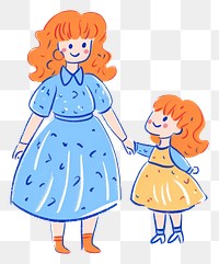 PNG Mother and baby cartoon drawing sketch.