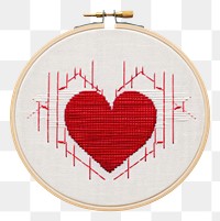 PNG A heart with heart beat EKG graph embroidery pattern creativity.