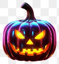 PNG 3D render neon halloween pumpkin icon anthropomorphic jack-o'-lantern jack-o-lantern.