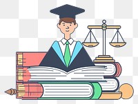 PNG Graduated lawyer flat illustration graduation art intelligence.