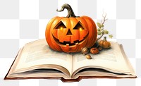 PNG  Illustration of open book halloween publication pumpkin
