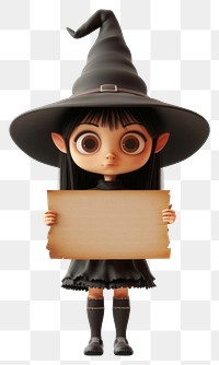 PNG Little witch holding board costume person cute.
