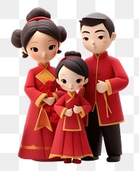 PNG Chinese family celebrating chinese new year cute toy white background.