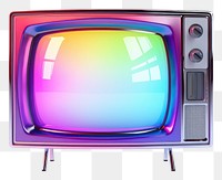 PNG 3d render of a television in surreal abstract style screen white background broadcasting.