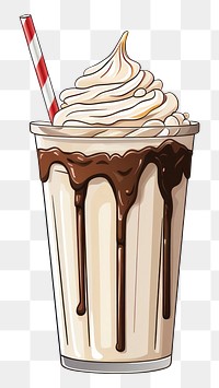 PNG A cartoon-like drawing of a milkshake dessert drink cream.