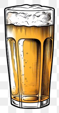 PNG A cartoon-like drawing of a beer drink lager glass.