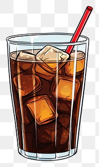 PNG A cartoon-like drawing of a cola drink glass soda.